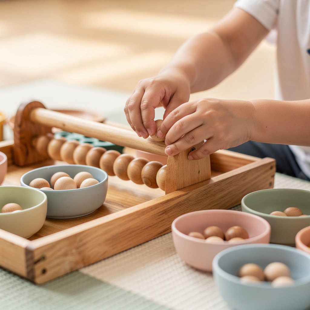 Children engaged in Montessori-inspired play at Cuties Learn N Play Family Childcare in University City, San Diego